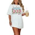 thumbnail image 1 of I'm Just Out Here Trusting God with Hand Drawn Flowers & Leopard Print Art, White Comfort Colors T-Shirt, Small, 1 of 1