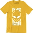 thumbnail image 1 of I'm Just Visiting Funny Alien UFO Spaceship Antisocial Party Gift T-Shirt, 1 of 4