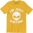 thumbnail image 1 of I'm Just Visiting UFO Spaceship Antisocial Party Men's Gift T-Shirt, 1 of 4