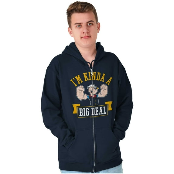 I'm Kinda Kind of a Big Deal Popeye Unisex Plus Size Zip Hoodie Brisco Brands 2X