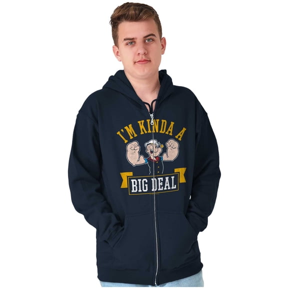 I'm Kinda Kind of a Big Deal Popeye Unisex Plus Size Zip Hoodie Brisco Brands 5X