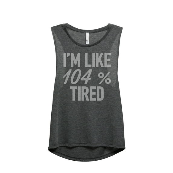 I'm Like Percent Tired Women's Fashion Sleeveless Muscle Workout Yoga Tank Top Charcoal Grey Large