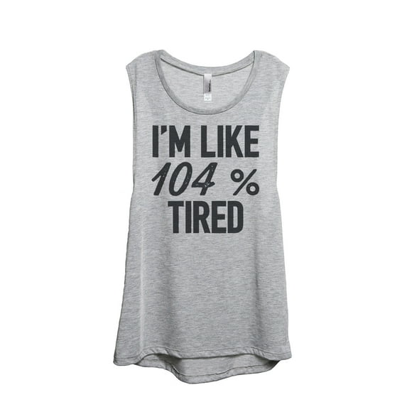 I'm Like Percent Tired Women's Fashion Sleeveless Muscle Workout Yoga Tank Top Sport Grey Medium