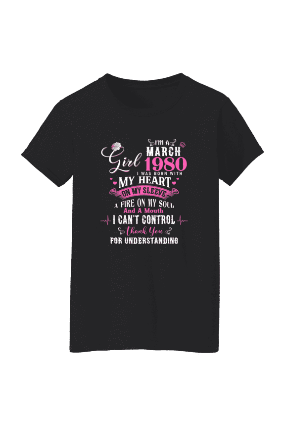 I'm March Girl 1980 46Th Birthday Vintage 46 Years Old Bday Women T-Shirt