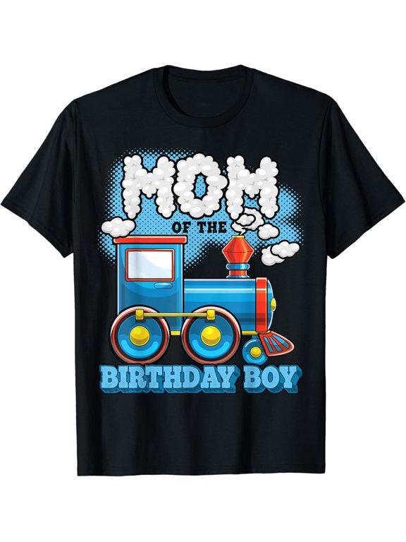 I'm Mom Of The Birthday Boy Train Birthday Party Supply T-Shirt, Unisex T-Shirt