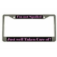 thumbnail image 1 of I'm NOT Spoiled JUST Well Taken Care of Style Metal License Plate Frame Personalized/Car Accessories Car Tag Holder Cover (Chrome/Black/L Pink), 1 of 2
