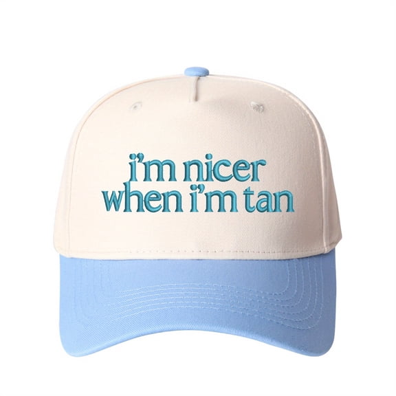 I'm Nicer When I'm Tan Embroidered Trucker Hat Cute Summer Slogan Cap for Women, Adjustable Fashion Trucker