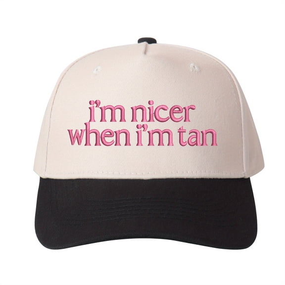 I'm Nicer When I'm Tan Embroidered Trucker Hat Cute Summer Slogan Cap for Women, Adjustable Fashion Trucker