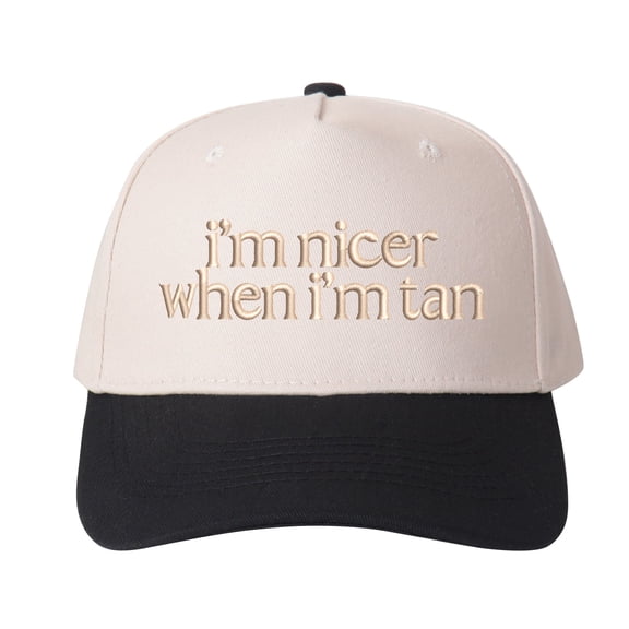 I'm Nicer When I'm Tan Embroidered Trucker Hat Cute Summer Slogan Cap for Women, Adjustable Fashion Trucker