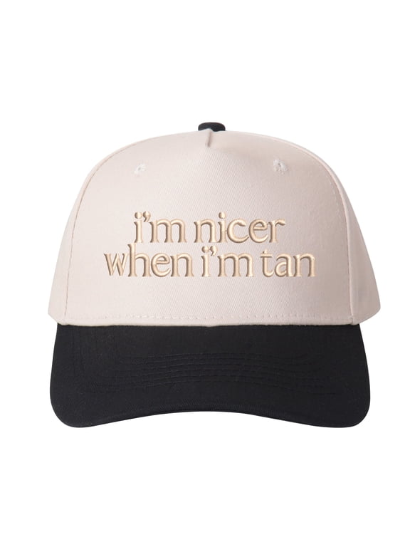 I'm Nicer When I'm Tan Embroidered Trucker Hat Cute Summer Slogan Cap for Women, Adjustable Fashion Trucker