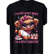 Im Not A Hot Mess Im A Spicy Disaster Graphic Tee for Men Women, Funny Sarcastic Short Sleeve T-Shirt, Casual Crew Neck Top for Her Him Gift