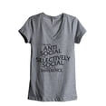 thumbnail image 1 of I'm Not Anti Social I'm Selectively Social There's A Difference Women's Fashion Relaxed V-Neck T-Shirt Tee Heather Grey Mediu, 1 of 3