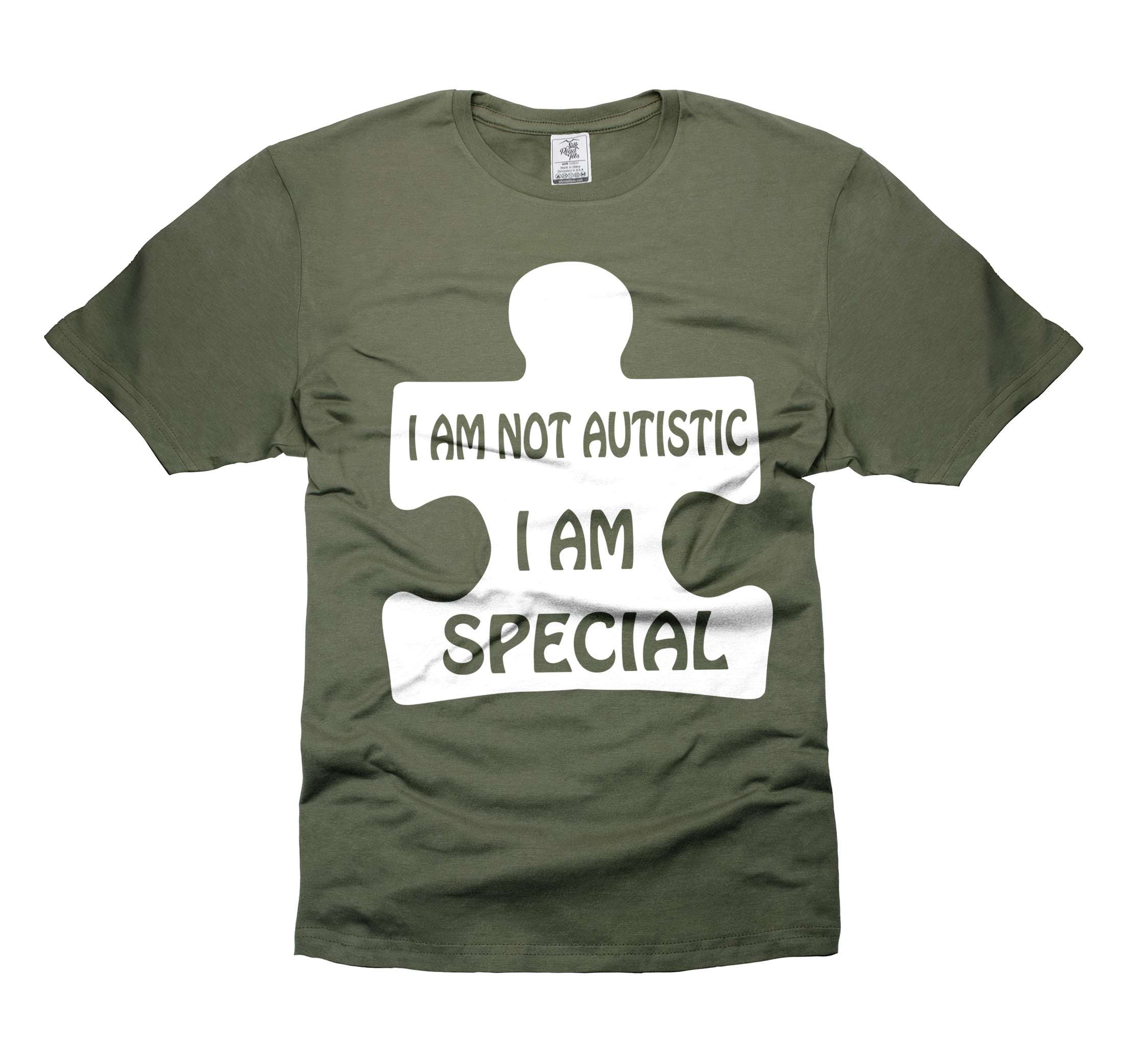 I'm Not Autistic I Am Special Shirt Autism Puzzle Shirt Autism Awareness T-Shirt Autism Support Tee (XX-Large Military Green)