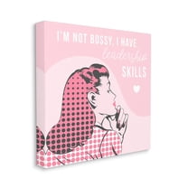 I'm Not Bossy Leadership Phrase Retro Pop Female Inspirational Gallery-Wrapped Canvas Print Wall Art, 17x17