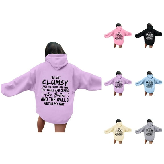 I'm Not Clumsy Just The Floor Hates Me Hoodies for Women Funny Graphic Hoodie Hooded Sweatshirt Pullover Tops