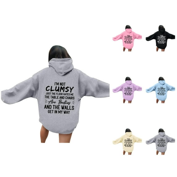 I'm Not Clumsy Just The Floor Hates Me Hoodies for Women Funny Graphic Hoodie Hooded Sweatshirt Pullover Tops