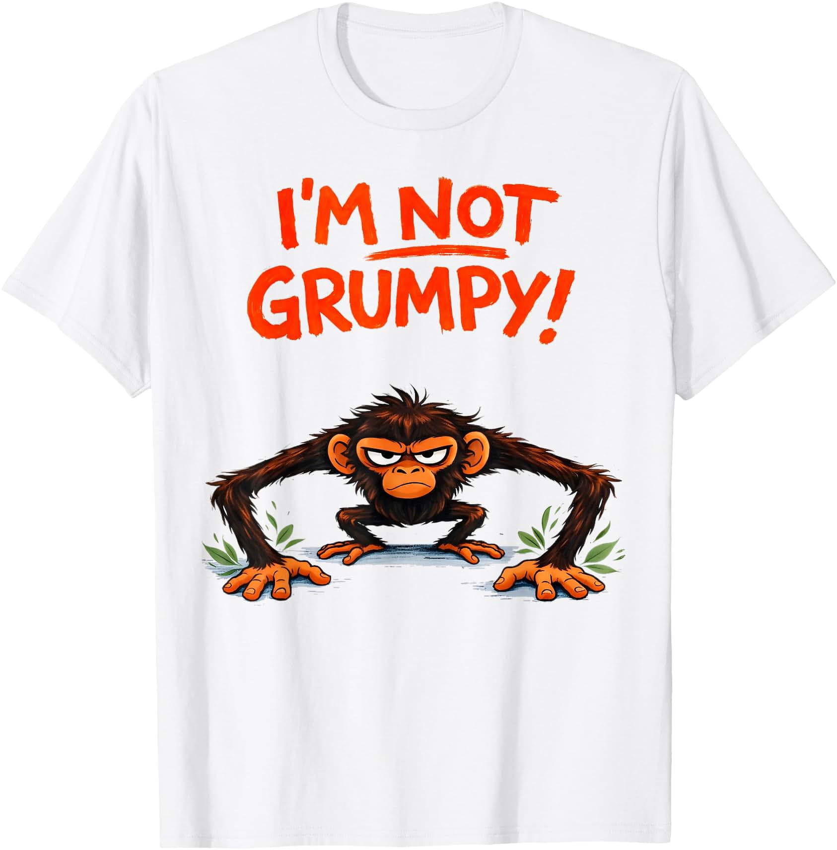 I’m Not Grumpy Funny Angry Monkey Cartoon T-Shirt - Walmart.com