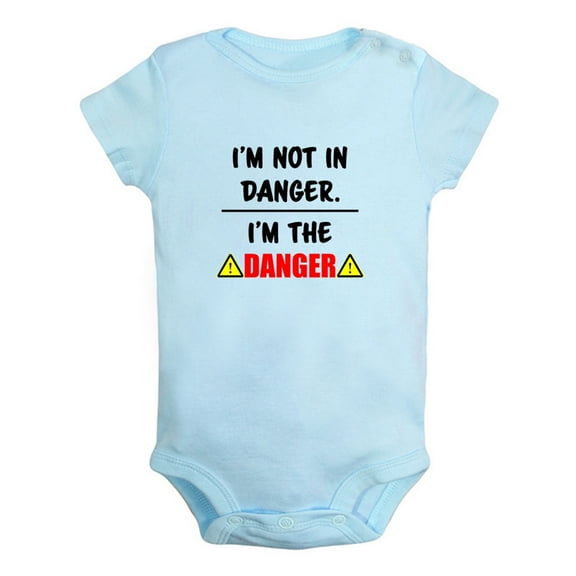 I'm Not In Danger, I'm The Danger Funny Rompers For Babies, Newborn Baby Unisex Bodysuits, Infant Jumpsuits, Toddler 0-12 Months Kids One-Piece Oufits (Blue, 6-12 Months)