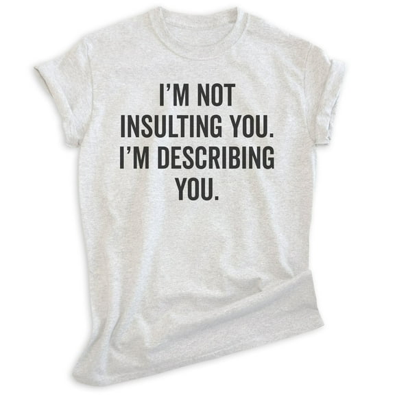 I'm Not Insulting You I'm Describing You Shirt, Unisex Women's Men's Shirt, Insult Attitude Sarcasm Shirt, Heather Ash, Large