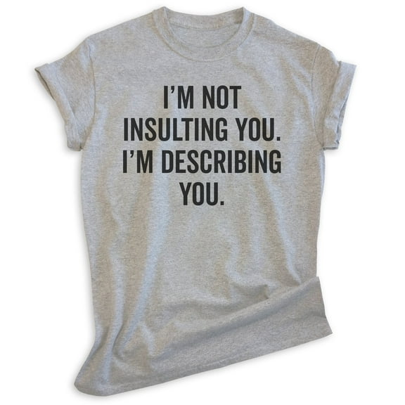 I'm Not Insulting You I'm Describing You Shirt, Unisex Women's Men's Shirt, Insult Attitude Sarcasm Shirt, Heather Gray, X-Large