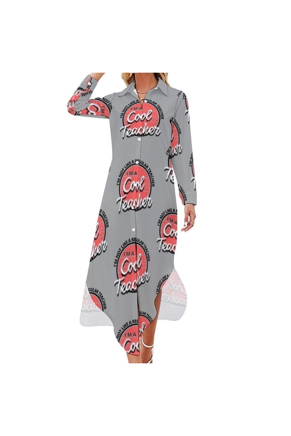 I'm Not Like a Regular Teacher I'm a Cool Teacher Retro - by Boo-da-chay Long Sleeved Shirt Dress clothes for woman