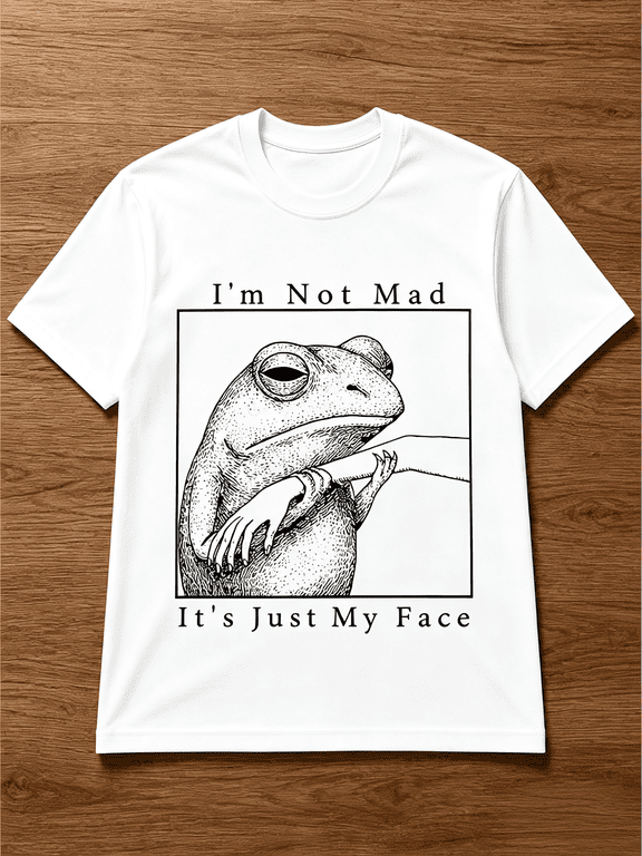 I'm Not Mad It's Just My Face T-Shirt Funny Frog Sketch Graphic Unisex Tee