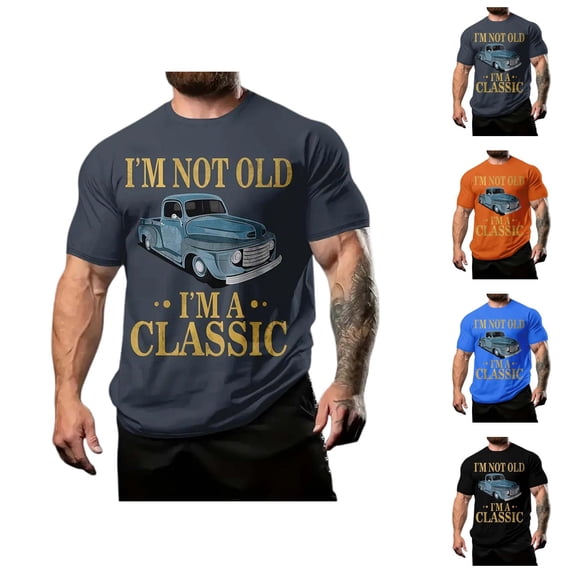 I'm Not I'm Classic Graphic Tees for Men 2026 Summer Casual Short Sleeve Crewneck Funny Car T Shirts