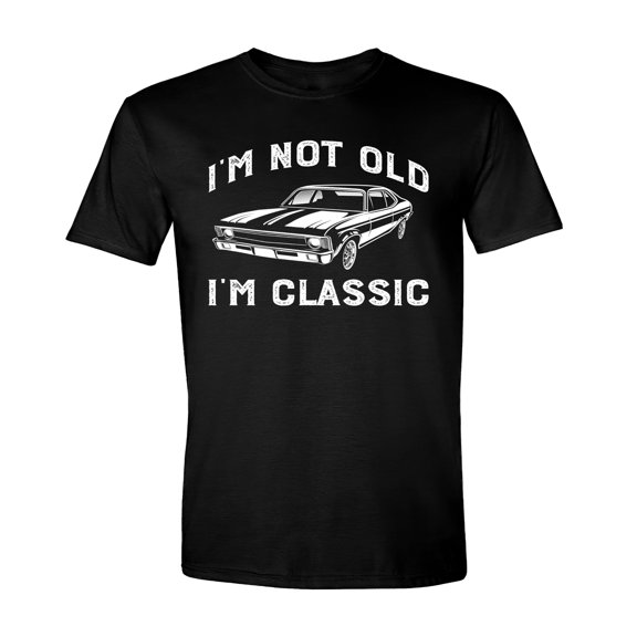 I'm Not Old I'm Classic T-Shirt Funny Car Graphic Tee Vintage Retro T Shirts for Mens Birthday Presents for Dad Black Small