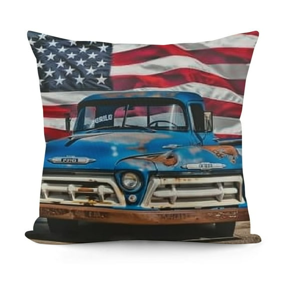 I'm Not Old I'm Classic Vintage American Car Truck USA Flag Throw Pillow