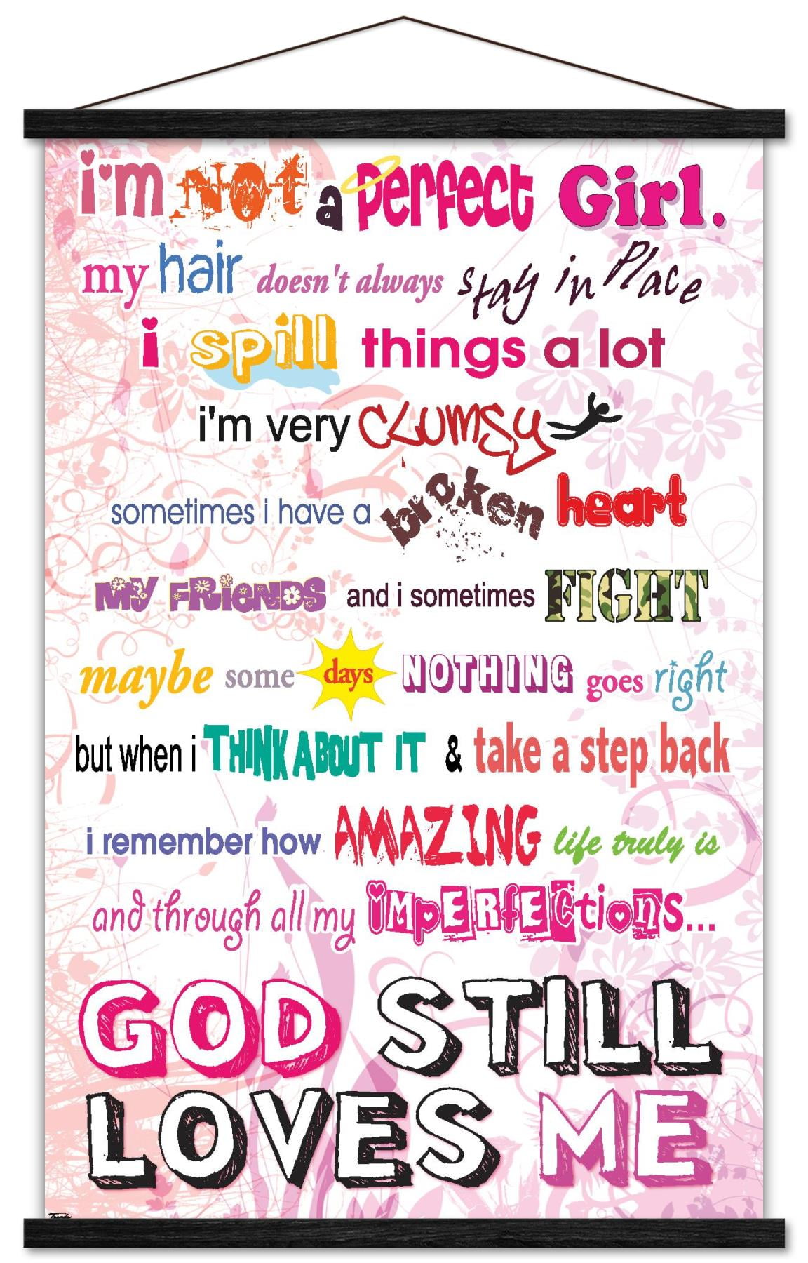 I'm Not Perfect Wall Poster with Wooden Magnetic Frame, 22.375" x 34"