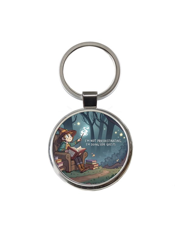 I'm Not Procrastinating Doing Side Quests Funny Witch Metal Round Keychain