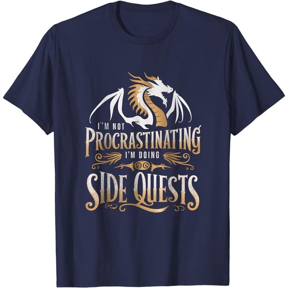 I'm Not Procrastinating I'm Doing Side Quests Dragon Gamer Unisex T-Shirt for Men Women Kids Toddler,Navy Color,Size YS