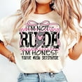 thumbnail image 1 of I’m Not Rude T-Shirt, Funny Sarcastic Mom Shirt, Retro Checkered Coquette T-Shirt, Edgy Women’s Attitude T-Shirt, Sassy Quote Gift, 1 of 5