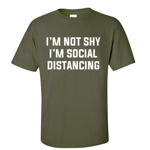 I'm Not Shy I'm Social Distancing Unisex Short Sleeve T-shirt-Military-4XL