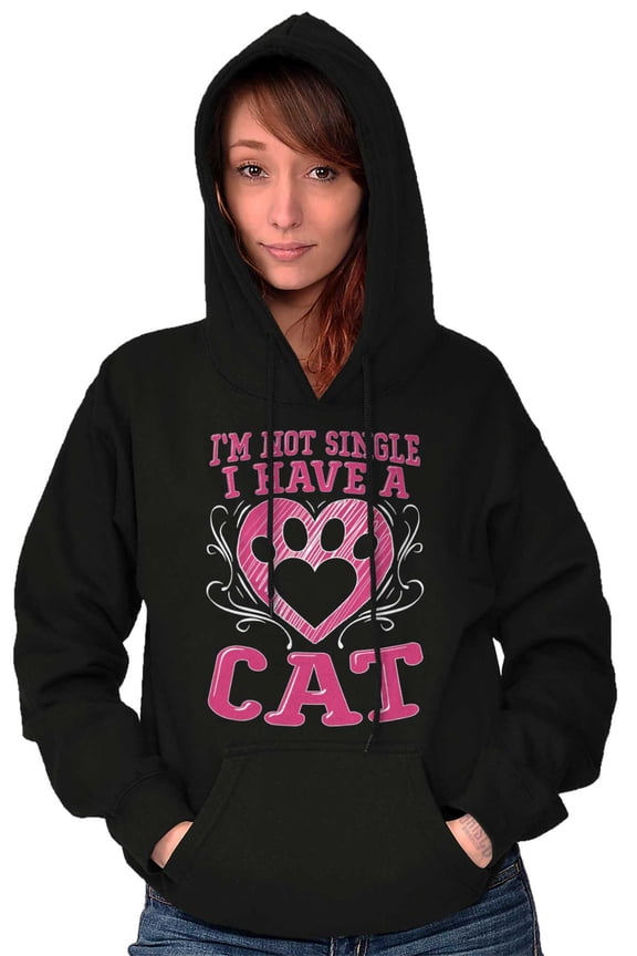 I'm Not Single I Have a Cat Pawprint Hoodie Sweatshirt Women Brisco Brands S