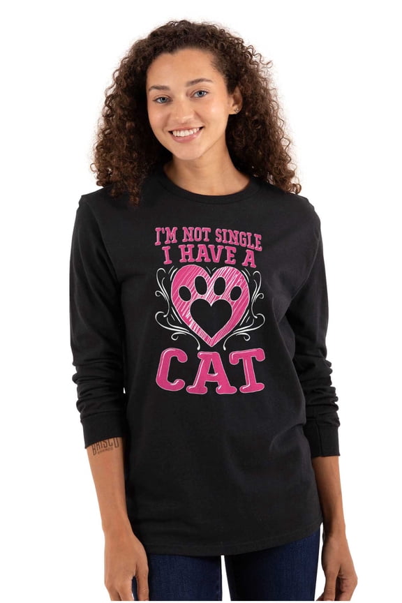 I'm Not Single I Have a Cat Pawprint Women Plus Size Long Sleeve Graphic Tee Brisco Brands 2X
