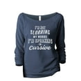 thumbnail image 1 of I'm Not Slurring My Words I'm Speaking Cursive Women's Fashion Slouchy 3/4 Sleeves Raglan Lightweight Sweatshirt Navy X-Large, 1 of 3