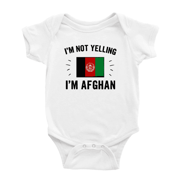 I'm Not Yelling, I'm Afghan Baby Romper Bodysuit (White, 0-3 Months)