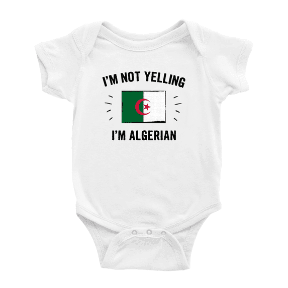 I'm Not Yelling, I'm Algerian Cute Baby Jumpsuits (White, 3-6 Months)