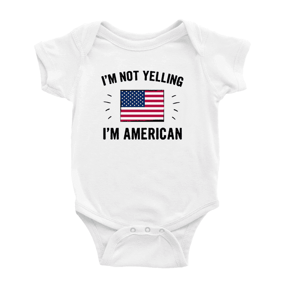I'm Not Yelling, I'm American Cute Baby Romper Bodysuit For Boy Girl (White, 3-6 Months)