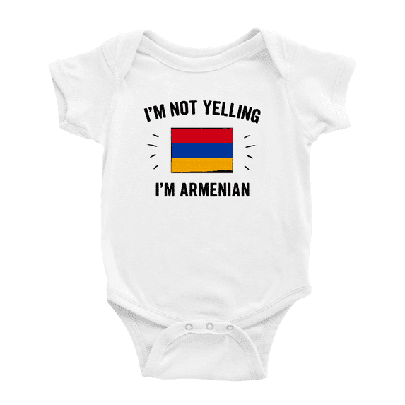 I'm Not Yelling, I'm Armenian Cute Baby Bodysuits (White, 12-18 Months)