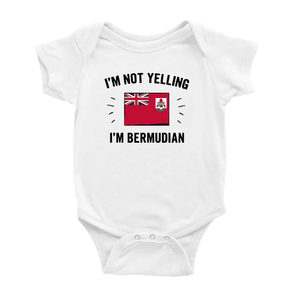 I'm Not Yelling, I'm Bermudian Cute Baby Bodysuits Newborn Clothes (White, 0-3 Months)
