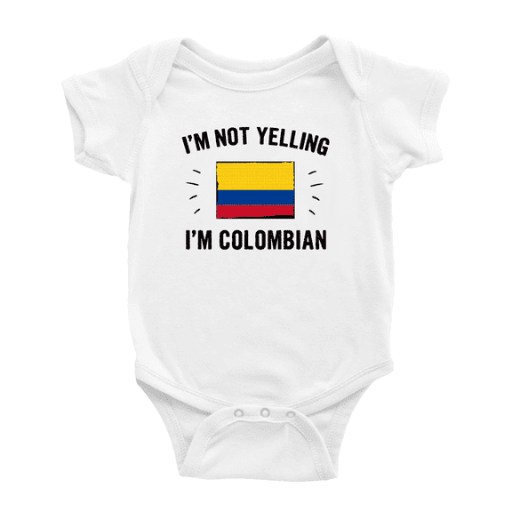 I'm Not Yelling, I'm Colombian Baby Rompers (White, 6-12 Months)