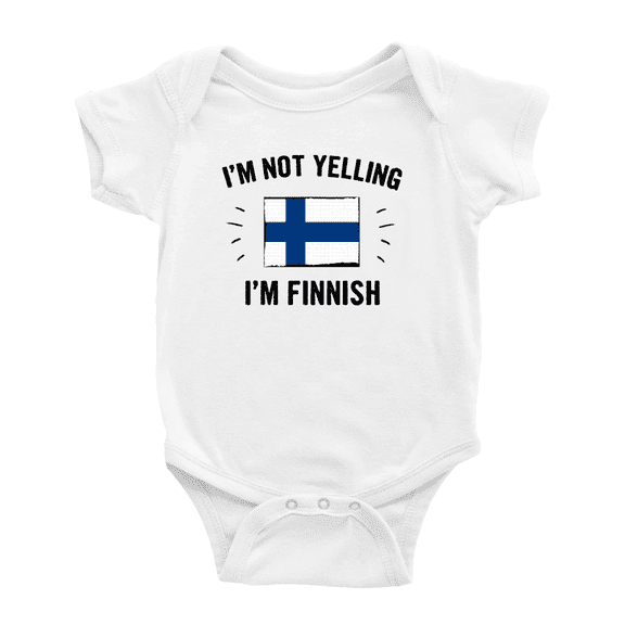 I'm Not Yelling, I'm Finnish Baby Romper Bodysuit For Boy Girl (White, 12-18 Months)