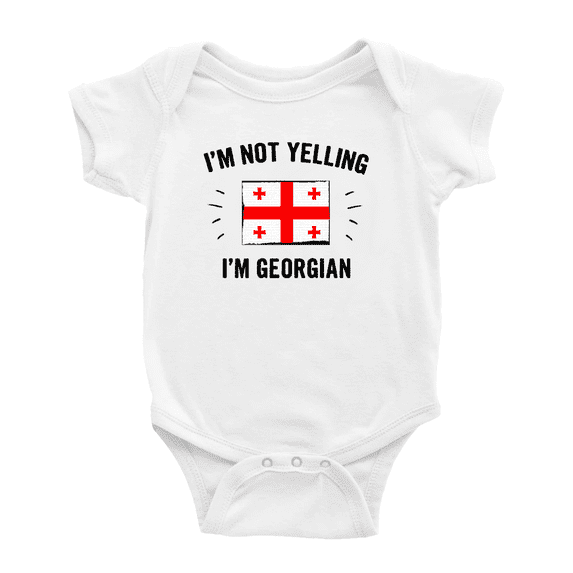 I'm Not Yelling, I'm Georgian Baby Romper Bodysuit For Boy Girl (White, 0-3 Months)