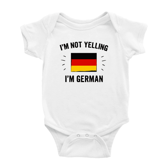 I'm Not Yelling, I'm German Baby Bodysuit Newborn Clothes Outfits (White, 6-12 Months)