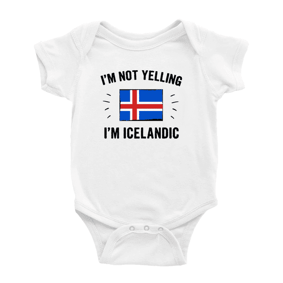 I'm Not Yelling, I'm Icelandic Cute Baby Bodysuit (White, 3-6 Months)