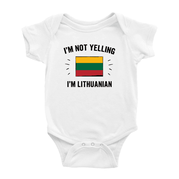 I'm Not Yelling, I'm Lithuanian Cute Baby Rompers Baby Bodysuit (White, 3-6 Months)