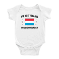 thumbnail image 1 of I'm Not Yelling, I'm Luxembourgish Cute Baby Bodysuit Romper (White, 6-12 Months), 1 of 5