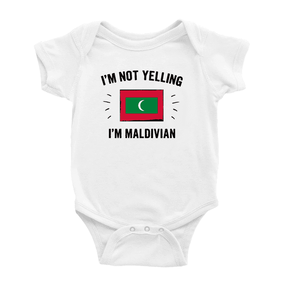 I'm Not Yelling, I'm Maldivian Cute Baby Bodysuit Baby Clothes (White, 12-18 Months)